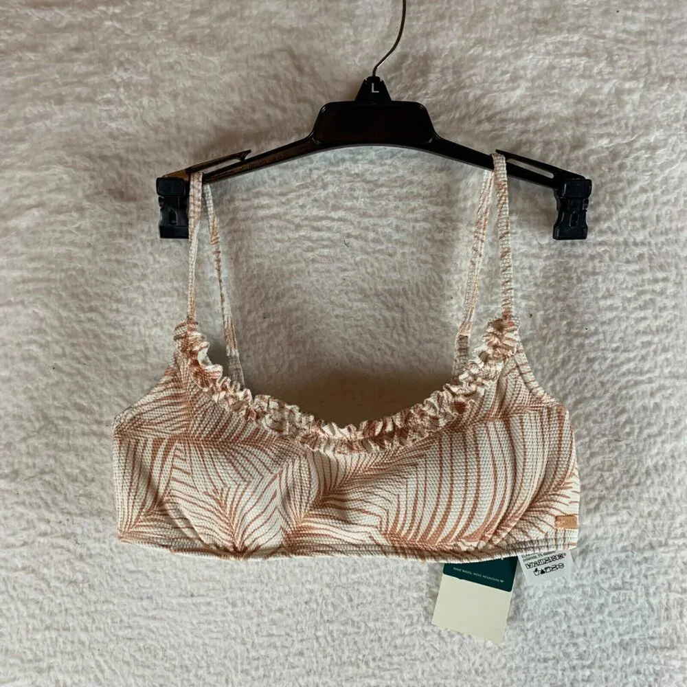 Roxy Juniors Printed Scoop Neck Underwired Bralette Bikini Swim Top Size S NWT‎